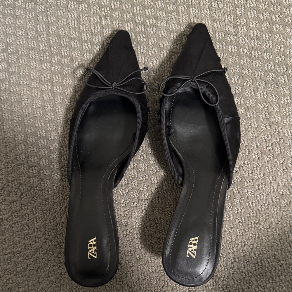 Zara Black Pointed Mules